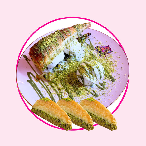 Baklava Triangles with Vanilla Ice Cream from Drip n Dip Menu 
